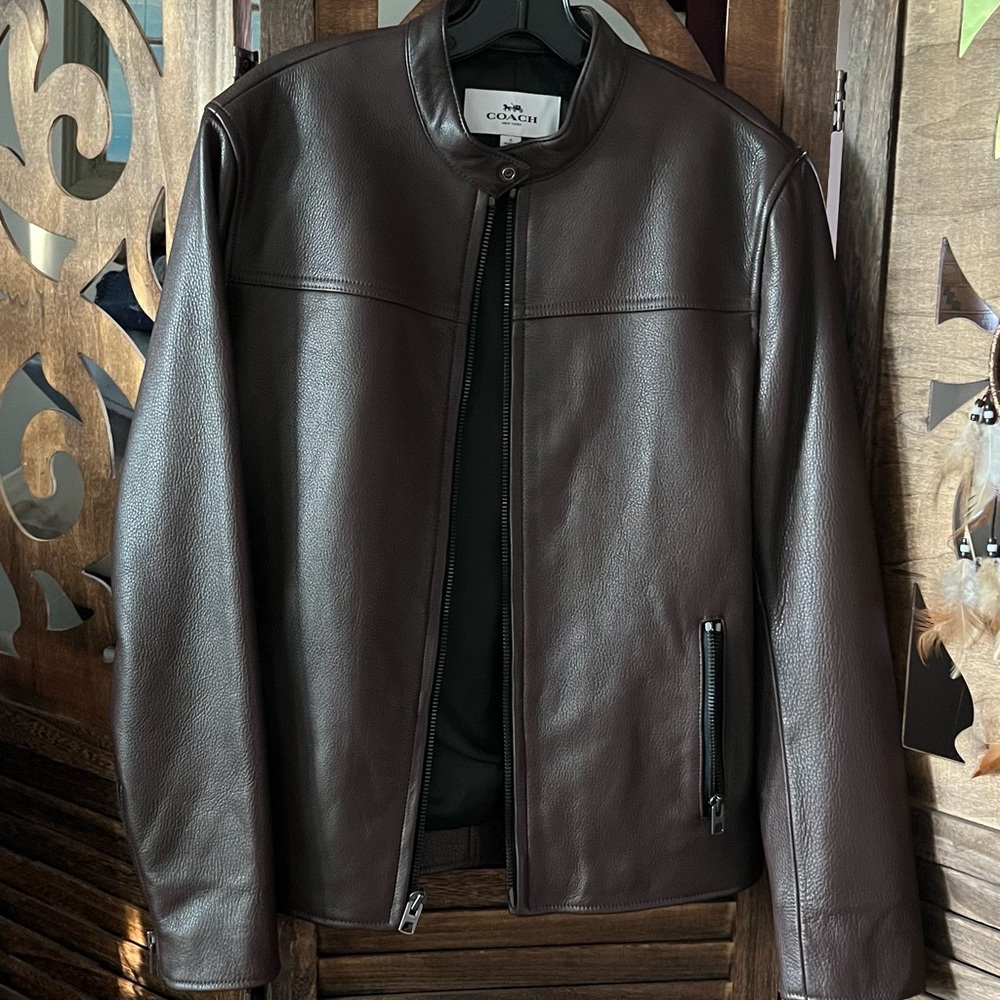 “FINAL MARKDOWN” Men’s Brown Coach Leather Bomber Jacket Size Small